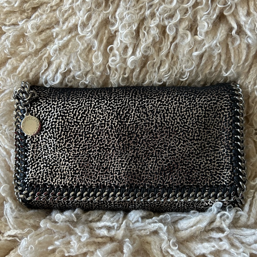 Stella McCartney Shaggy Deer Falabella Black Metallic Crossbody